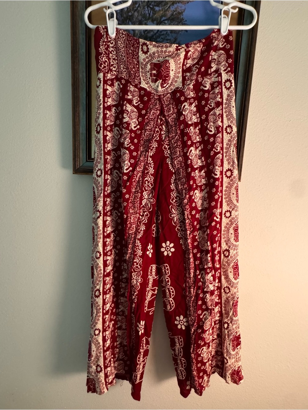 India Boutique Palazzo Elephant Print Pants, elastic waist, one size
